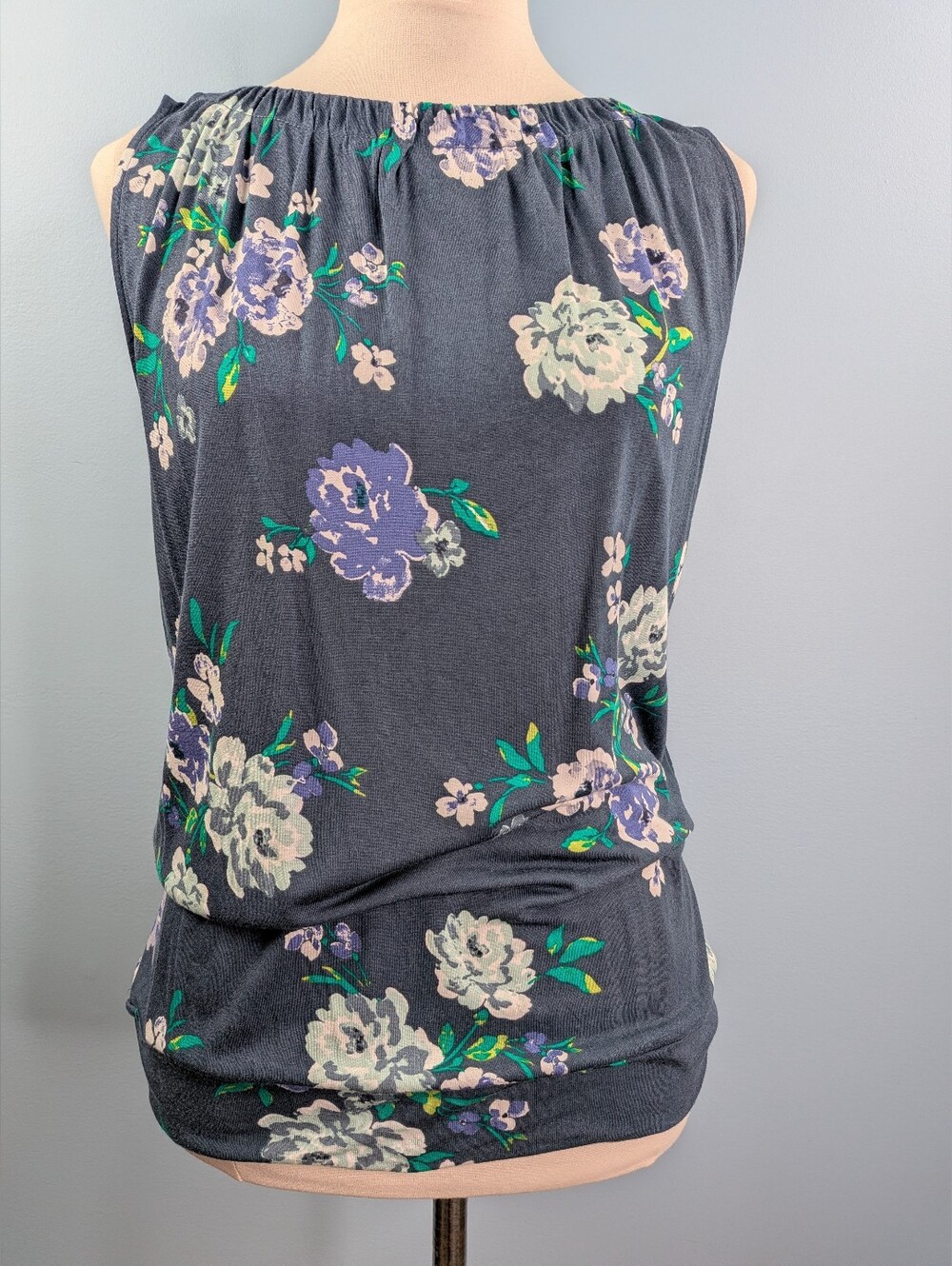 LOFT Tank Top Floral Bubble Hem Large